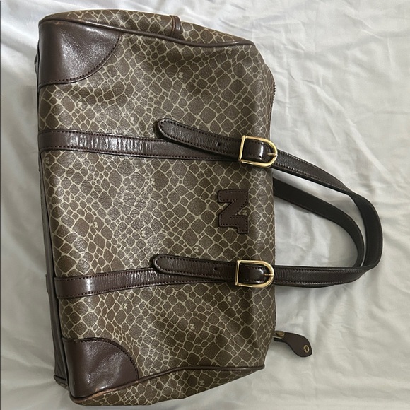 Nina Ricci Maroquinerie Brown Giraffe Pattern Boston Bag Vintage - Picture 2 of 7